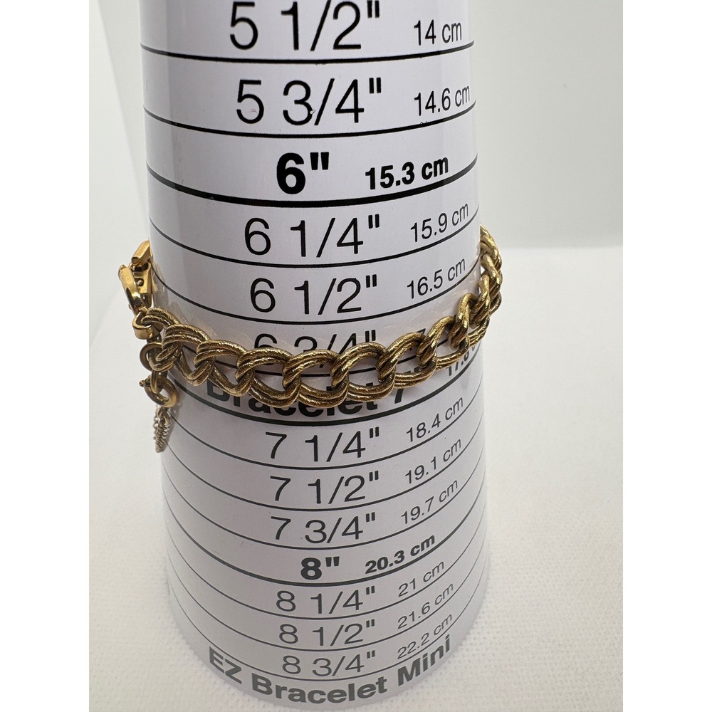 Vintage Monet Gold Tone Double Link Charm Bracelet with Safety Chain - Picture 4 of 8